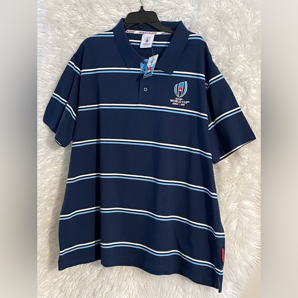 Rugby World Cup Japan 2019 NWT Men’s Short Sleeve Striped Polo Shirt. Size 4XL